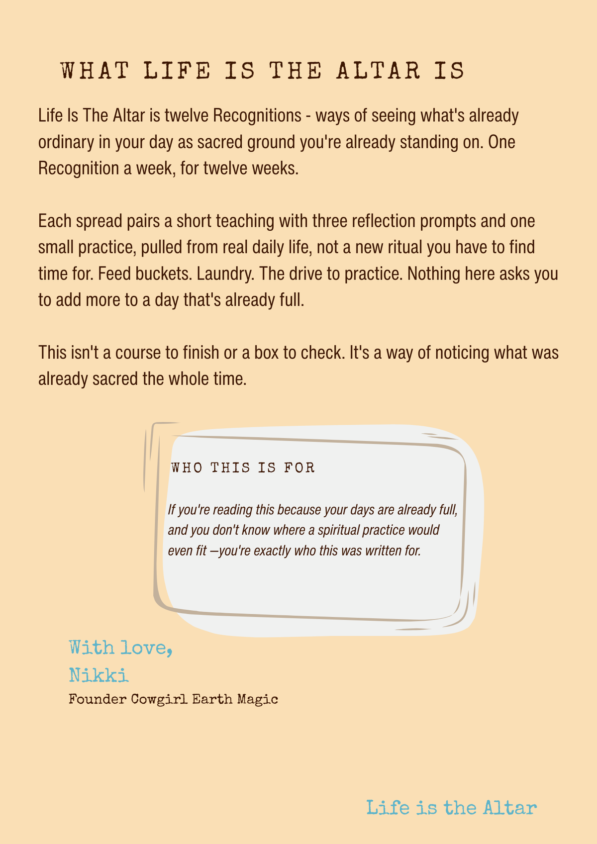 Life Is The Altar: A Ranch Wife's Guided Journal for Finding the Sacred in the Ordinary